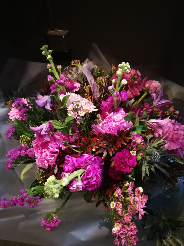 Purple garden wedding bouquet
