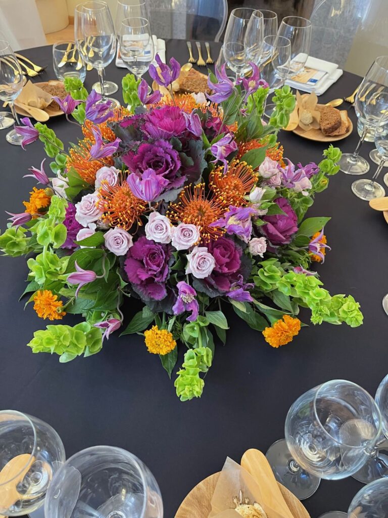 Colorful table flower arrangement