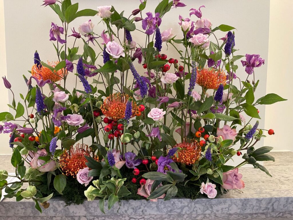 Colorful wedding flower arrangement