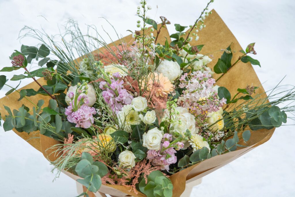 Garden style pastel flower bouquet