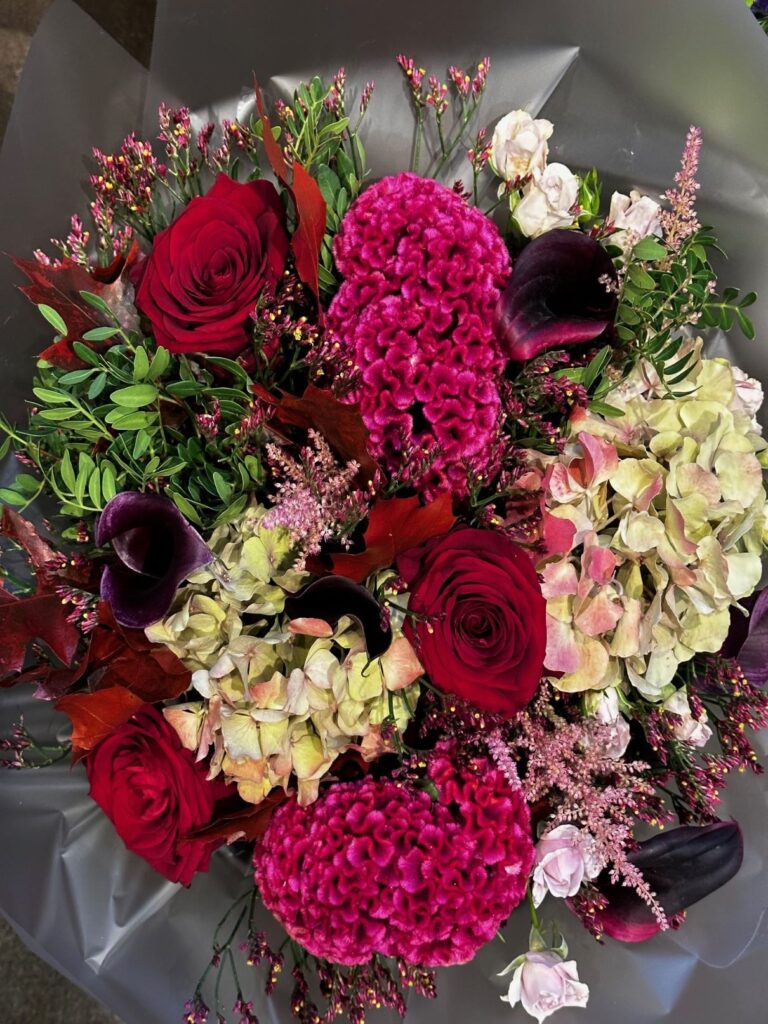Burgundy flower bouquet
