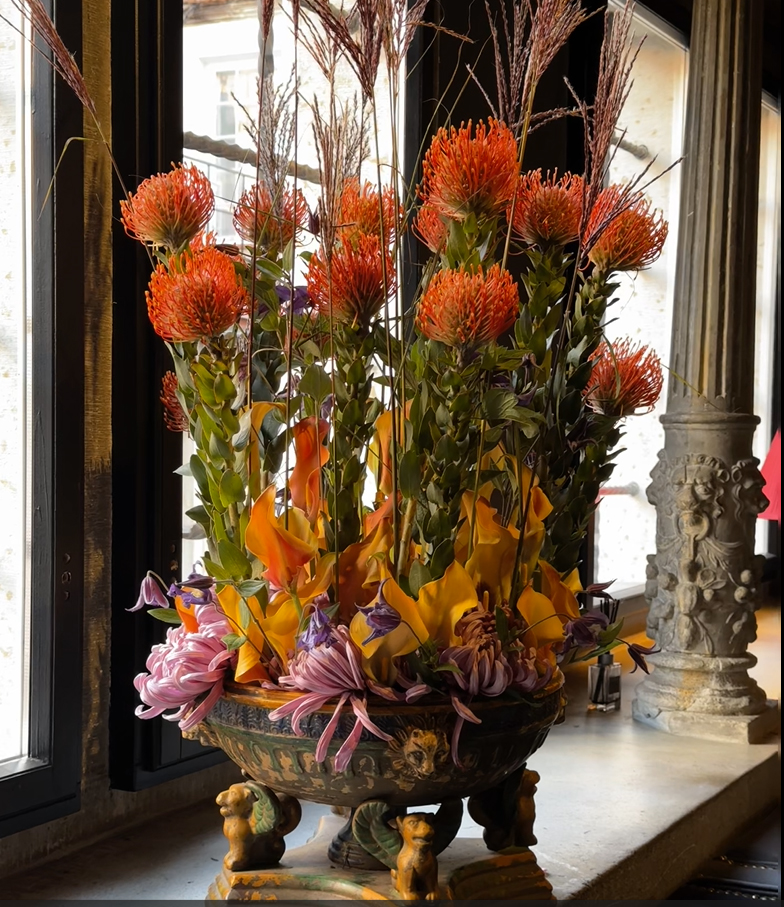 Representive flower arrangement in old town