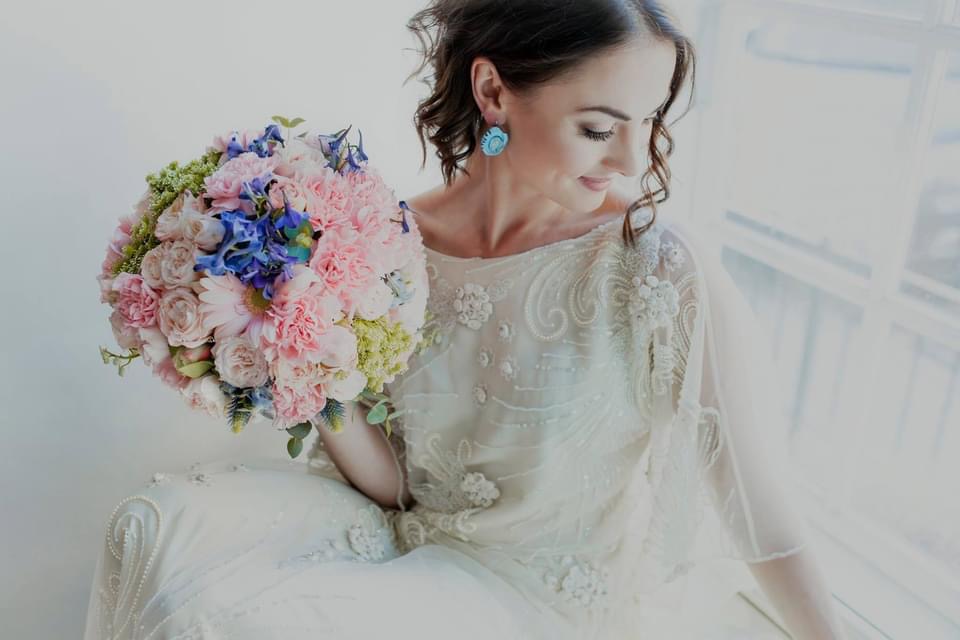 Wedding bouquet with pastel flowers